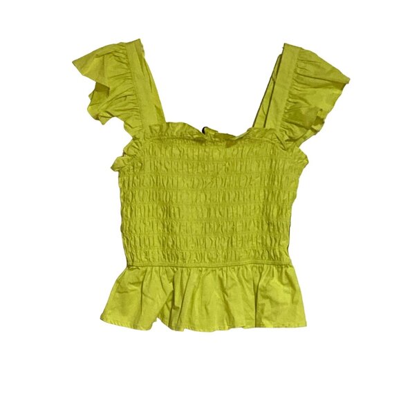 NWT Meraki Size Medium Womens Yellow Crop Top with Ruffle Sleeves #A-6-3-0 - Picture 1 of 5
